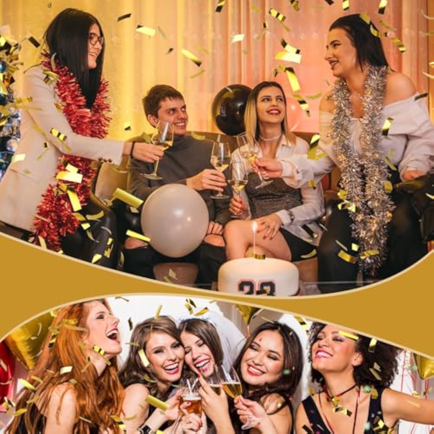5Pc Gold Confetti Cannons 12Inch Party Poppers for Weddings Birthdays