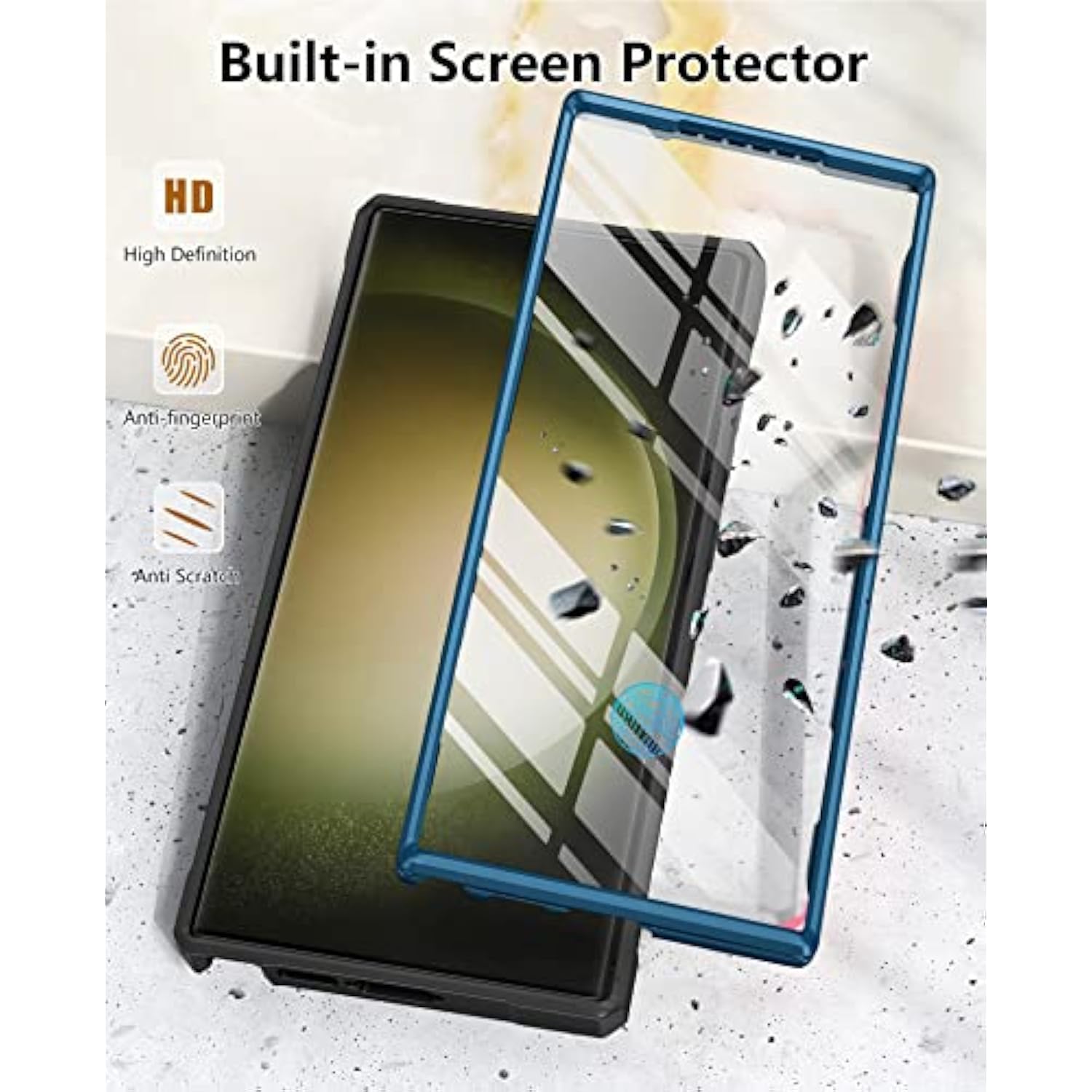 For Samsung Galaxy S23-Ultra Case: Military Grade Drop Proof Protection Mobile Cover With Kickstand | Matte Textured Rugged Shockproof Tpu | Protective Sturdy Phone Case - Blue