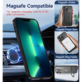 Magnetic Case For Iphone 13 Pro Max Phone Case[Compatible With Magsafe] [With Magnetic Mental Stand][Military Grade Shockproof][Anti Yellowing],Translucent Matte Back With Soft Edge,Black