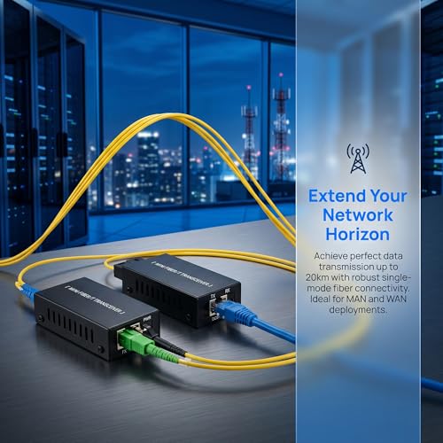 A Pair Gigabit Fiber Ethernet Media Converter, Fiber To Ethernet Converter, Sc To Rj45, 100/1000Mbps Up To 20Km, With Us Power Supply