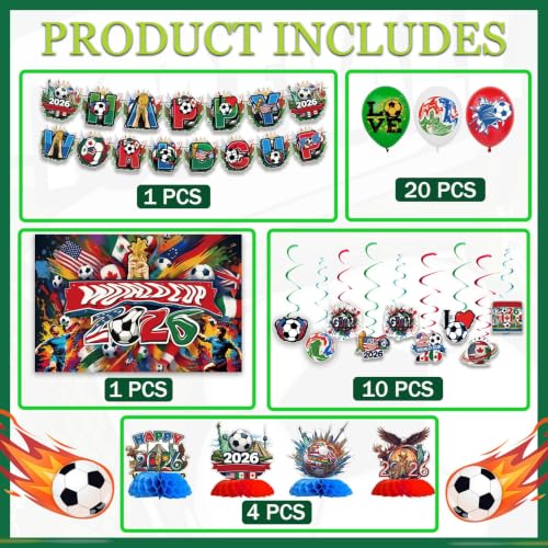 World Soccer Party Decoration, Complete Celebration Kit, Party Supplies for Football Fans, Soccer Celebrations