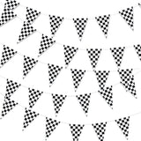 98 Ft Checkered Flag Banner: 48 Pcs Black & White Pennants for Racing Party Decor