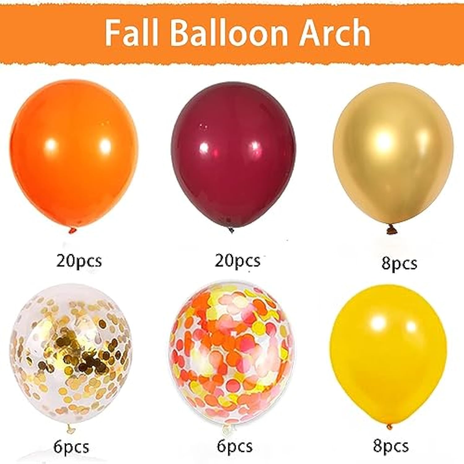 Fall Balloons Orange Yellow Burgundy Gold Confetti for Thanksgiving Autumn Party Decor