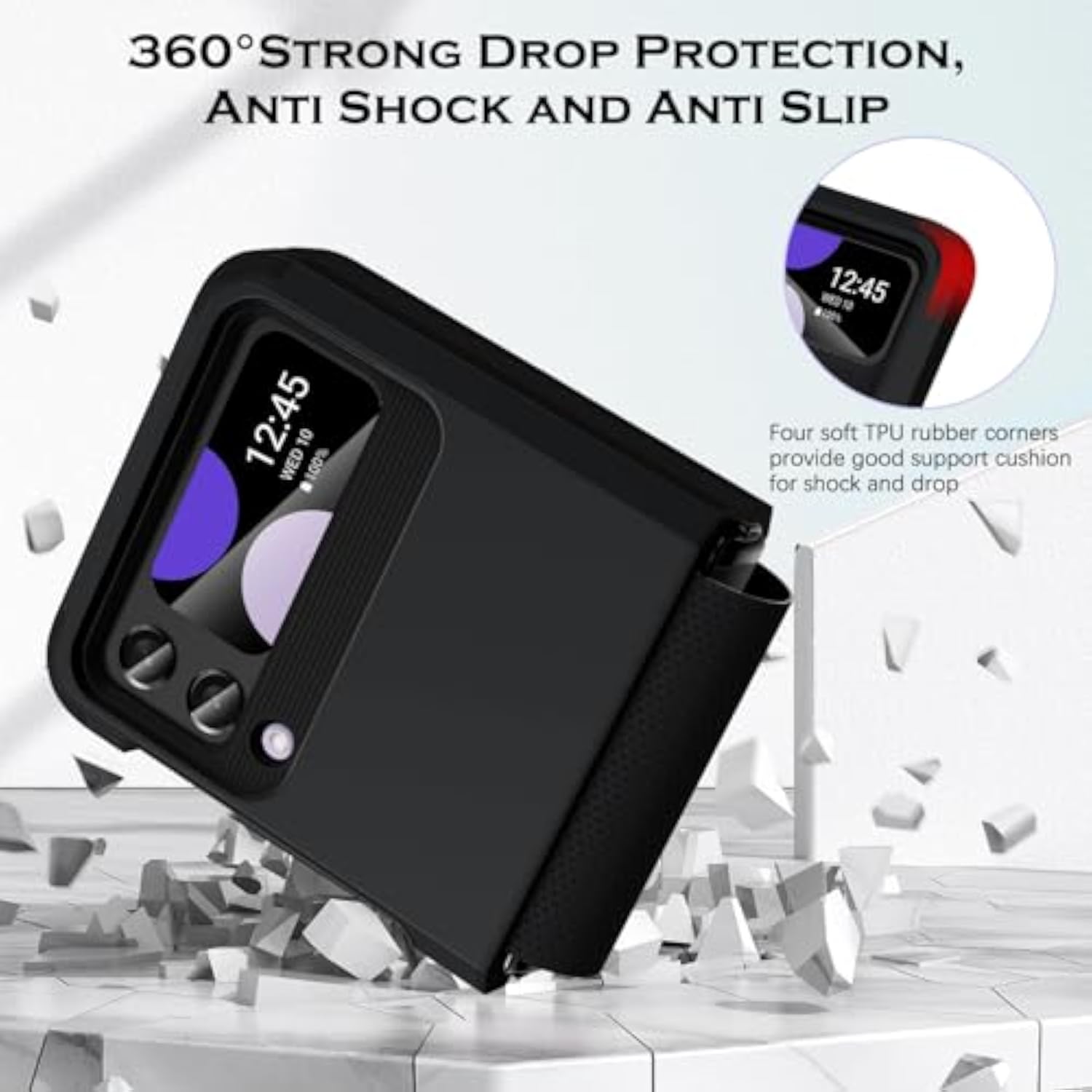 Heavy Duty Samsung Galaxy Z Flip 3 Case with Hinge Protection, Full Body Shockproof Anti Scratch Cover