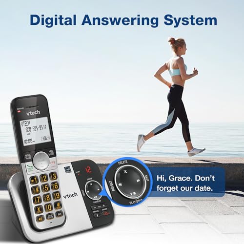 Vg232-2 Cordless Phone With Answering Machine - 2 Handsets, Large Backlit Display, Big Buttons, Full-Duplex Speakerphone, Caller Id, 14-Min Digital Answering System, Easy Setup - Silver/Black