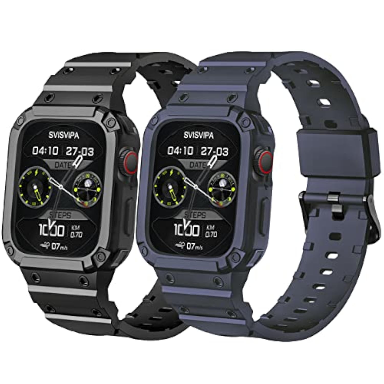 [2 Pack] Band With Case Compatible For Apple Watch 41Mm 40Mm 38Mm Iwatch Series 8 7 Se 6 5 4 3 2 1 Strap, Men Women Sport Strap With Bumper Rugged Shockproof Military Protective, 2 Pack