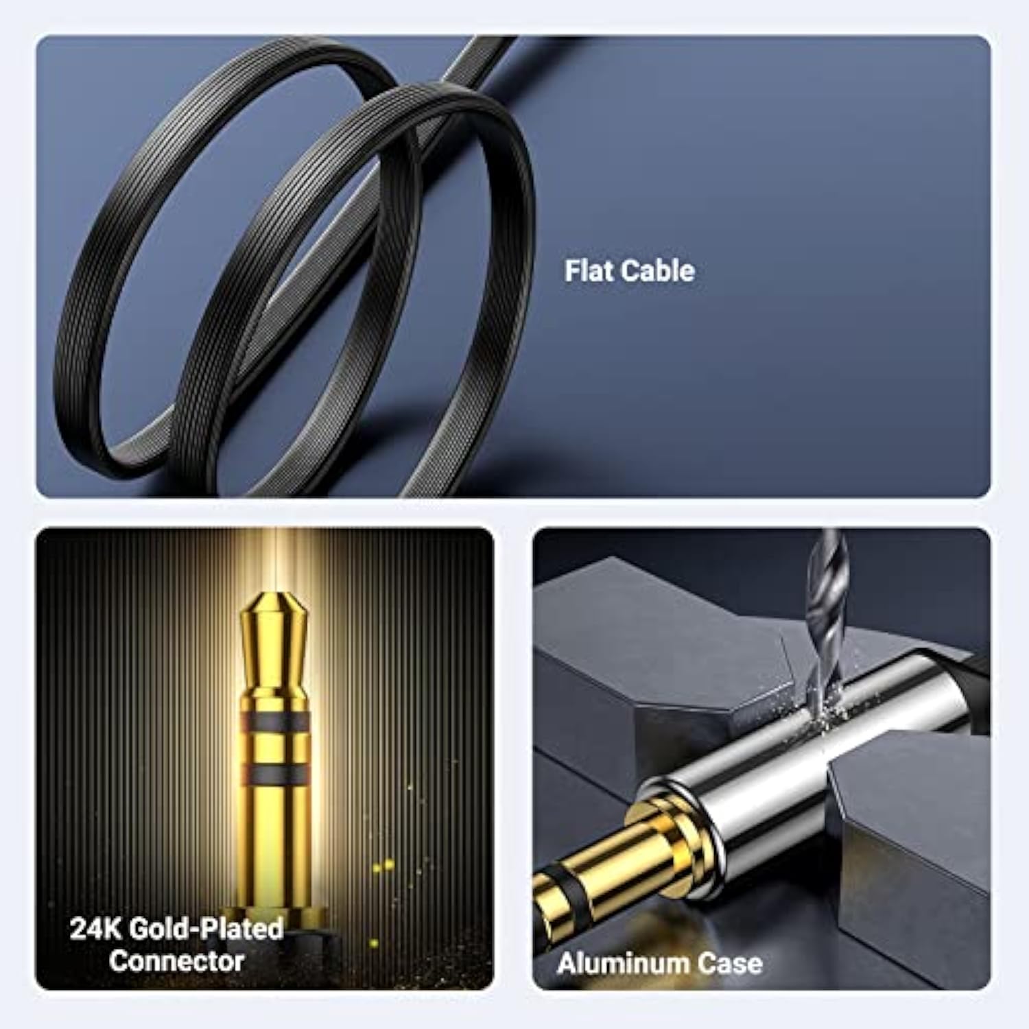 UGREEN 3.5mm Audio Cable Stereo Aux Cord 90 Degree Right Angle, Compatible with Beats iPhone iPod iPad Tablets Speakers 24K Gold Plated Male to Male Black 1.5FT