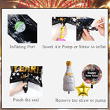 2026 New Year Eve Party Set Balloons Champagne Backdrop Banner Decor