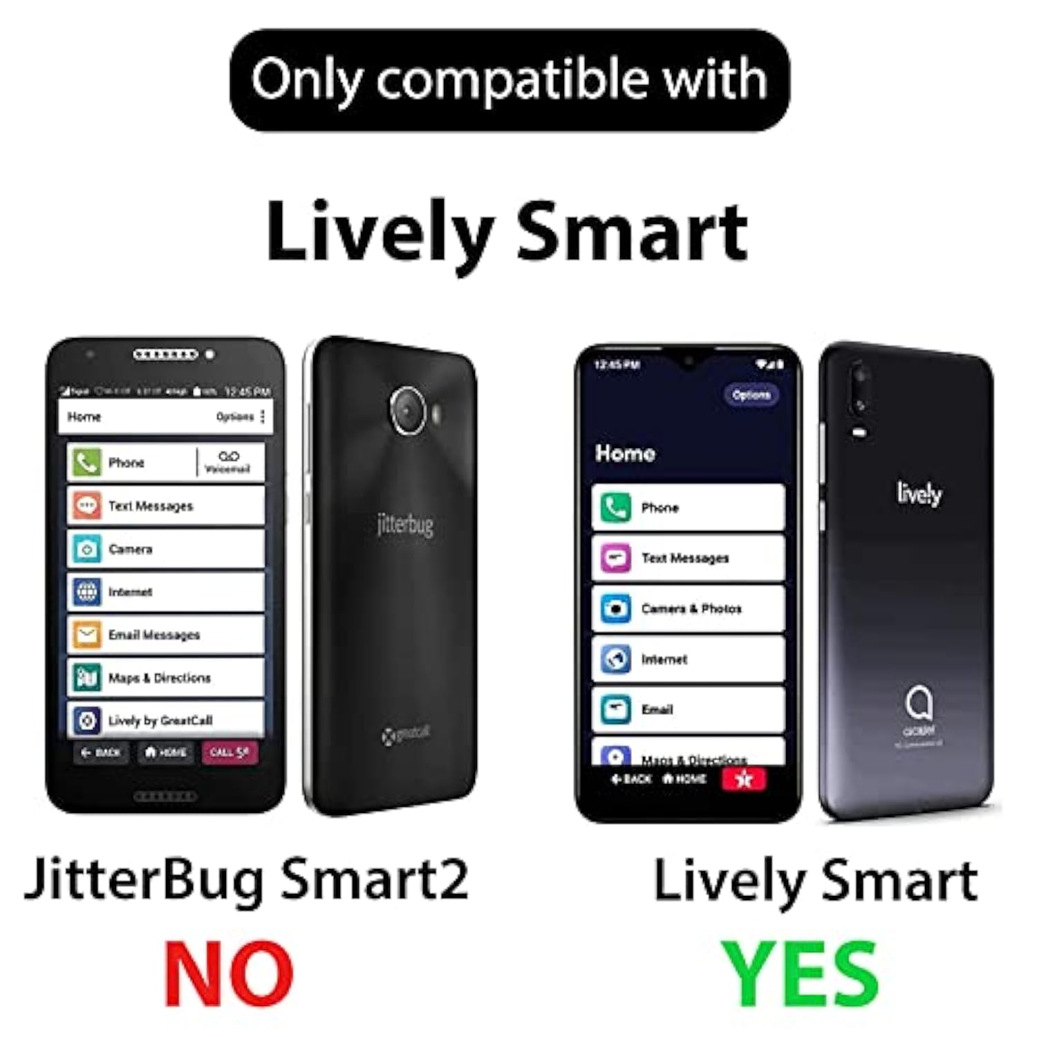 Compatible With Lively Smart Screen Protector[2 Pack], Jitterbug Smart3 5007S Tempered Glass Film Anti-Scratch, Hd Clear Case Friendly, Bubble Free Screen Protector For Jitterbug, Lively Smart