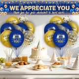 Navy Blue Gold We Appreciate You Banner Decorations with 18 pcs Balloons