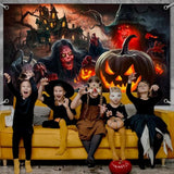 Halloween Backdrop Banner 71x43 Inch Pumpkin Wall Photo Booth Decor Indoor Outdoor