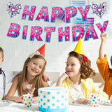 Pink Spider Happy Birthday Banner, Pre-Strung Cartoon Theme Party Decorations