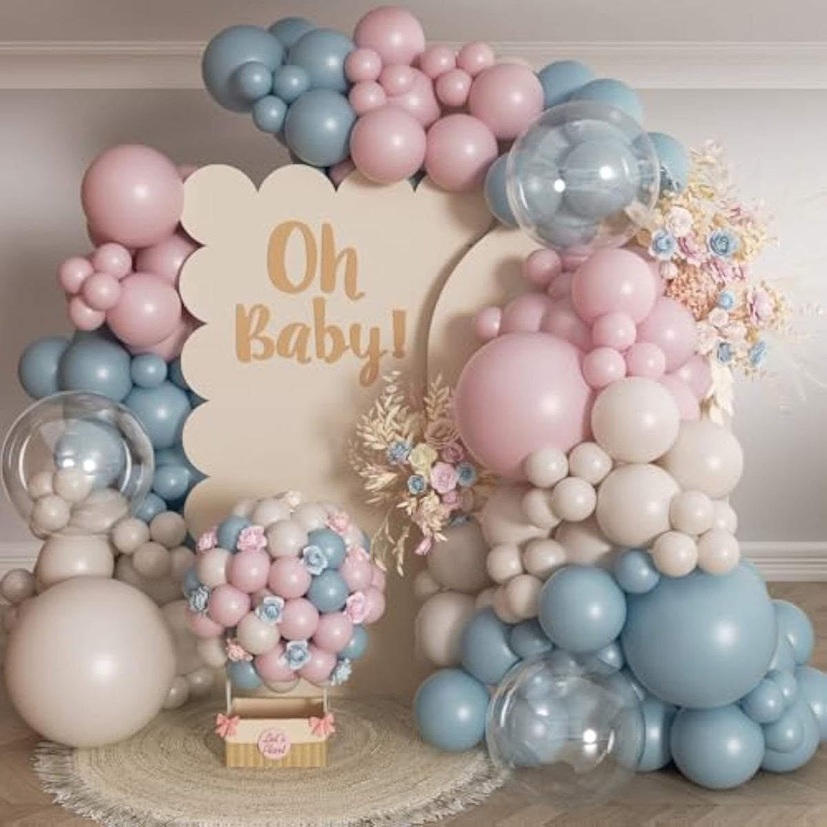 Boho Gender Reveal Balloon Arch Kit: Pink, Blue & Neutral Party Decor