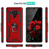 Compatible With Lg Stylo 6 Case, With [Tempered Glass Screen Protector][Metal Ring][Magnetic Support] Kickstand Heavy Duty Drop Protector Phone Case Cover (Black)