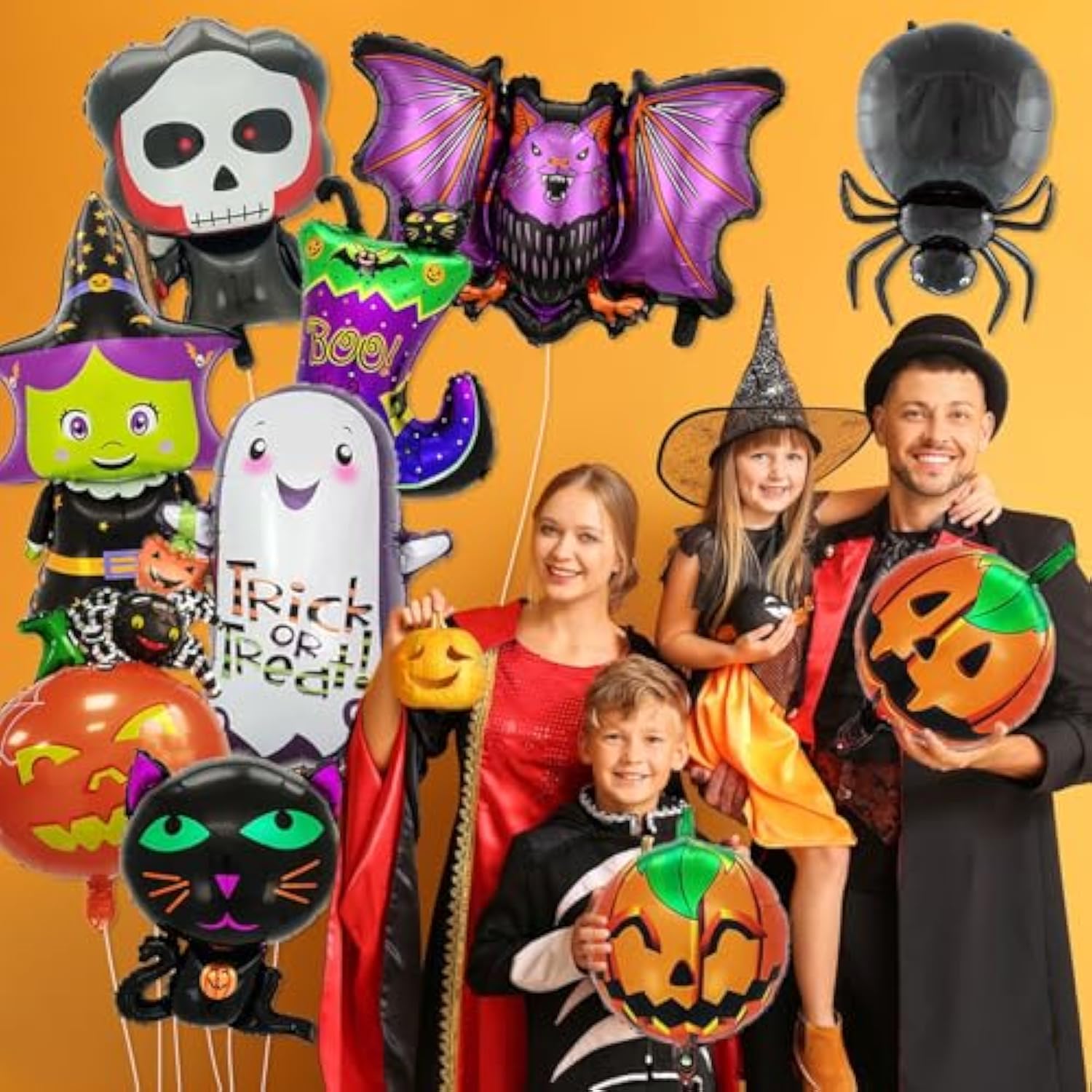 Halloween Foil Balloon Set: Ghost, Spider, Pumpkin, Bat, Witch - 10PCS