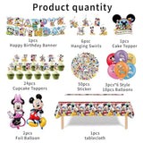 Cartoon Party Supplies, Cute Mouse Birthday Party Decorations Include Happy Birthday Banner, Balloons, Hanging Swirls, Stickers, Cake Toppers, Tablecloth