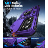 For Samsung Galaxy S24/Samsung Galaxy S25 Case With Screen Protector & Slide Camera Lens Cover, Built-In Ring Stand Protective Phone Case For Samsung S25 Case/Samsung S24 Case (Purple)