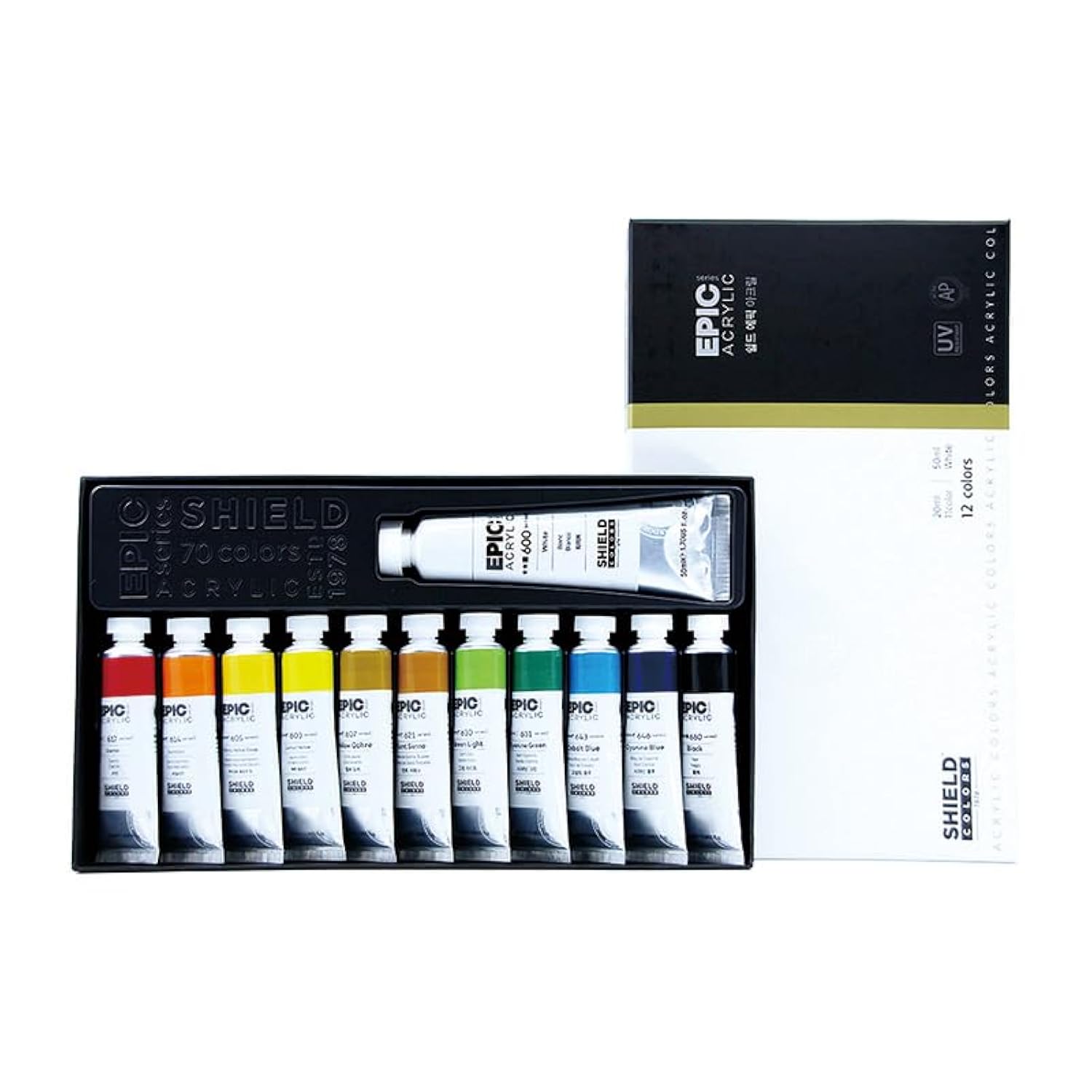 Acrylic Paint Set – 12 Colors, Made In Korea, Uv Protected, Premium Quality, High-Purity Acrylic Emulsion, Non-Toxic, Ap Certified, Astm D4236