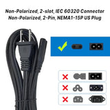 12Ft 2-Prong Power Cord - [Ul] Non-Polarized Nema1-15P To Iec-C7 - Replacement For Sony Playstation Ps5 Ps4 Slim Ps3 Xbox Series S X - Figure-8 Lg Samsung Tv Power Cable - 12-Feet