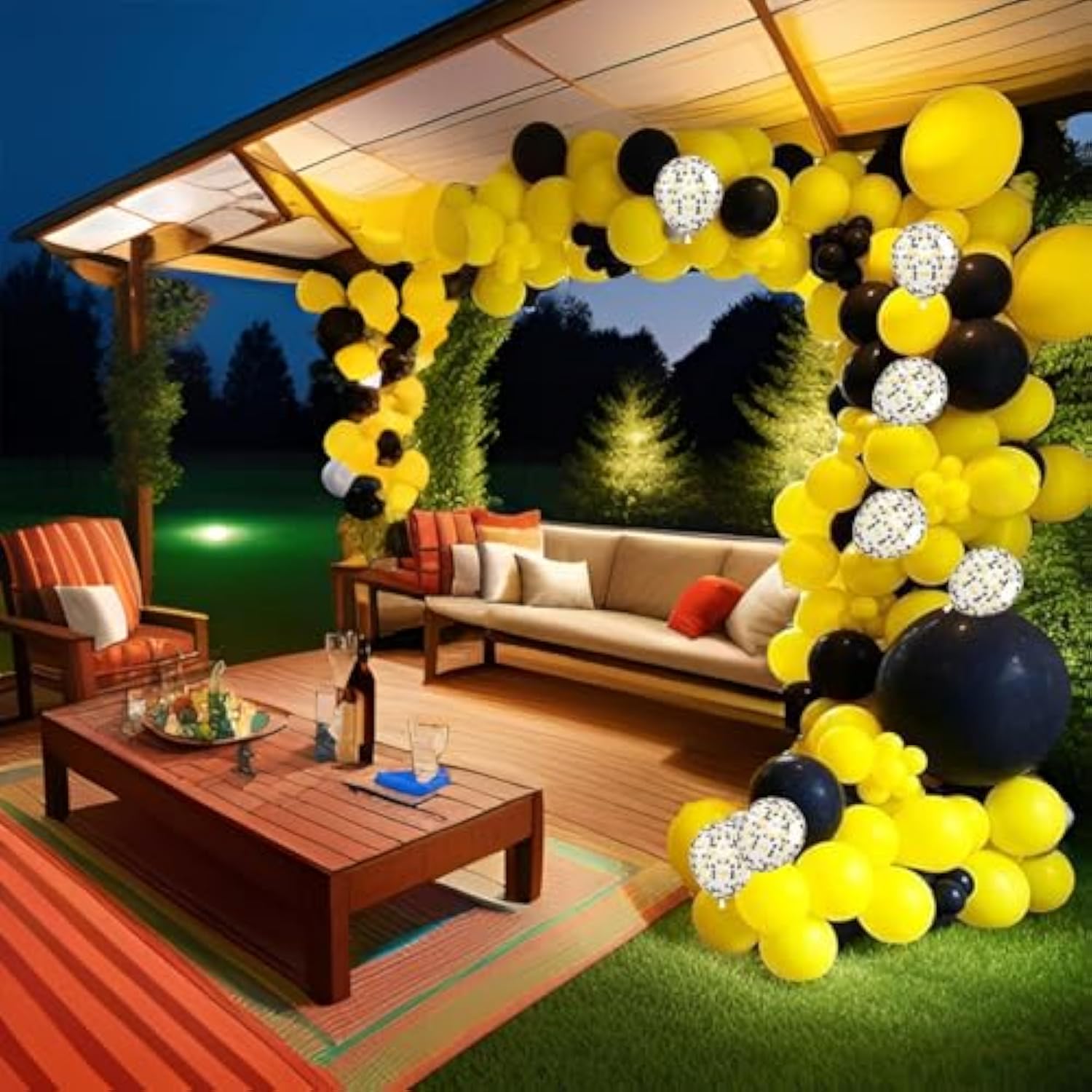 12Inch Yellow Black Balloons With Yellow Black Confetti Balloons Perfect For Party Decorations,Pack Of 50