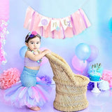 Mermaid 1St Birthday High Chair Banner - Under The Sea First Birthday Party Decoration, Mermaid Theme One Party Banner, Cake Smash Photo Props For Girl
