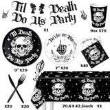 Bride Or Die Bachelorette Party Decorations-142Pcs Til Death Do Us Party Plates And Napkins Kit Skull Gothic Halloween Bachelorette Tableware For Bride Or Die Bridal Shower Engagement