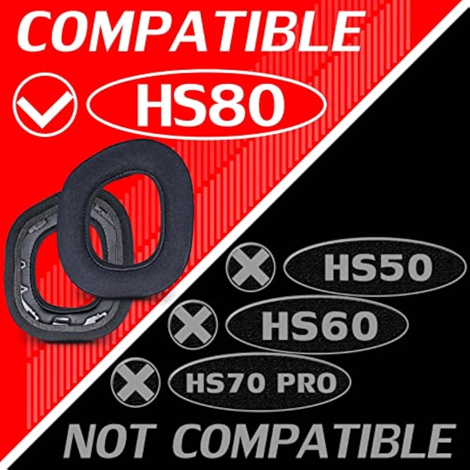 Hs80 Ear Pads Compatible With Hs80 Headset I Thicker Enhanced Memory Foam - More Breathable Comfort Micro Surface Texture Leather By