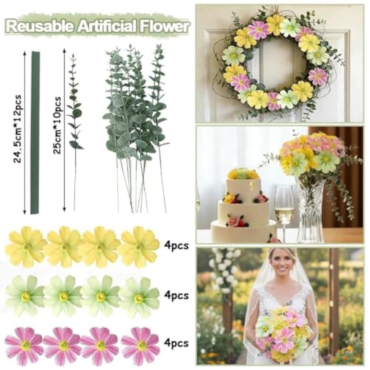 Dusty Green Pink Yellow Balloon Arch Double Stuffed Pastel Green Pink Peach Mauve Balloon Garland Kit With Artificial Flower Leaves For Spring Birthday Baby Shower Fairy Flower Easter Tea Party Decor