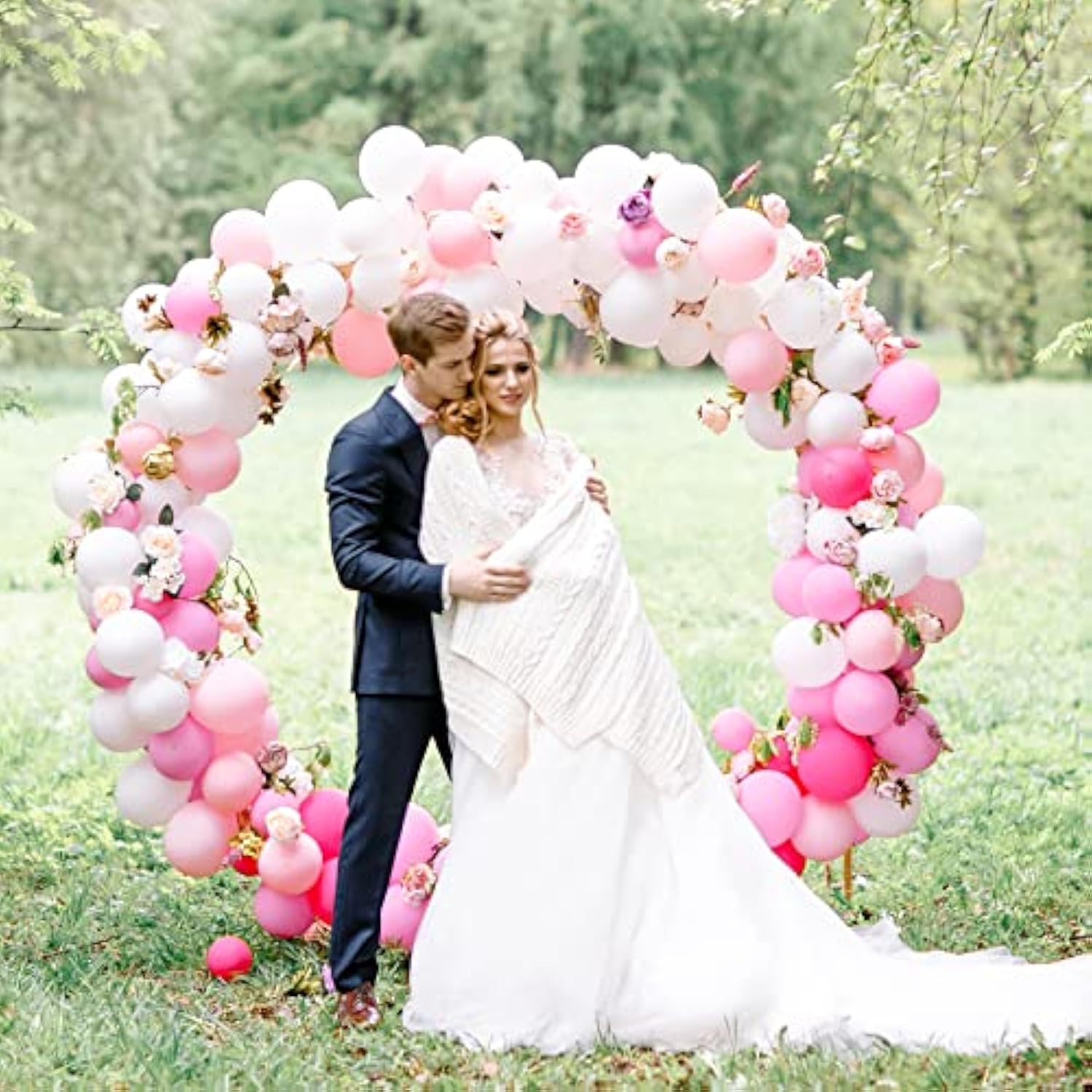 White Balloon Garland Kit: 129-Piece Latex Arch for Party Decor