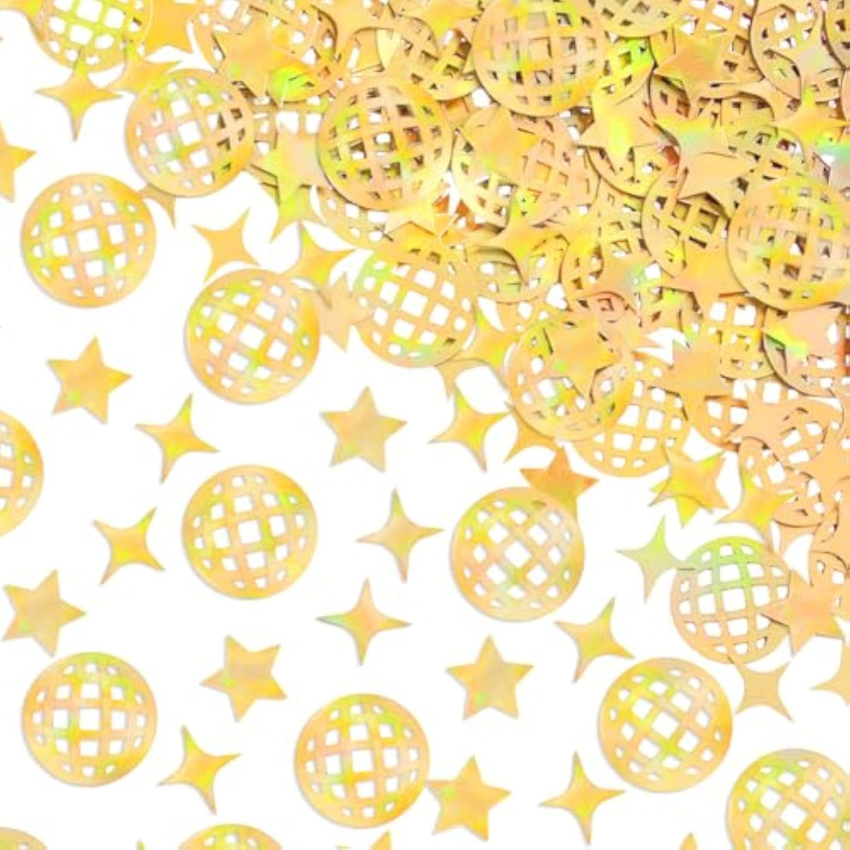 Gold Disco Foil Confetti - 200 Pc | Birthday Party Accessory, Bachelorette Favor, Boogie Diy Activity, Bday Decoration, Glitter Table Decor, Groovy Tablescape