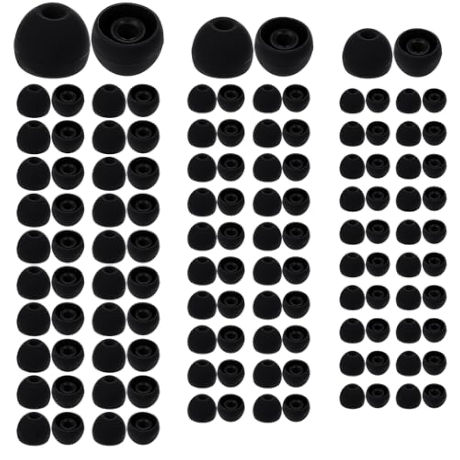 60 Pairs Ear Bud Replacement Tip S/M/L Sizes Earbud Tips Silicone Ear Bud Rubber Tips Black Soft Earbud Covers Silicone Tip