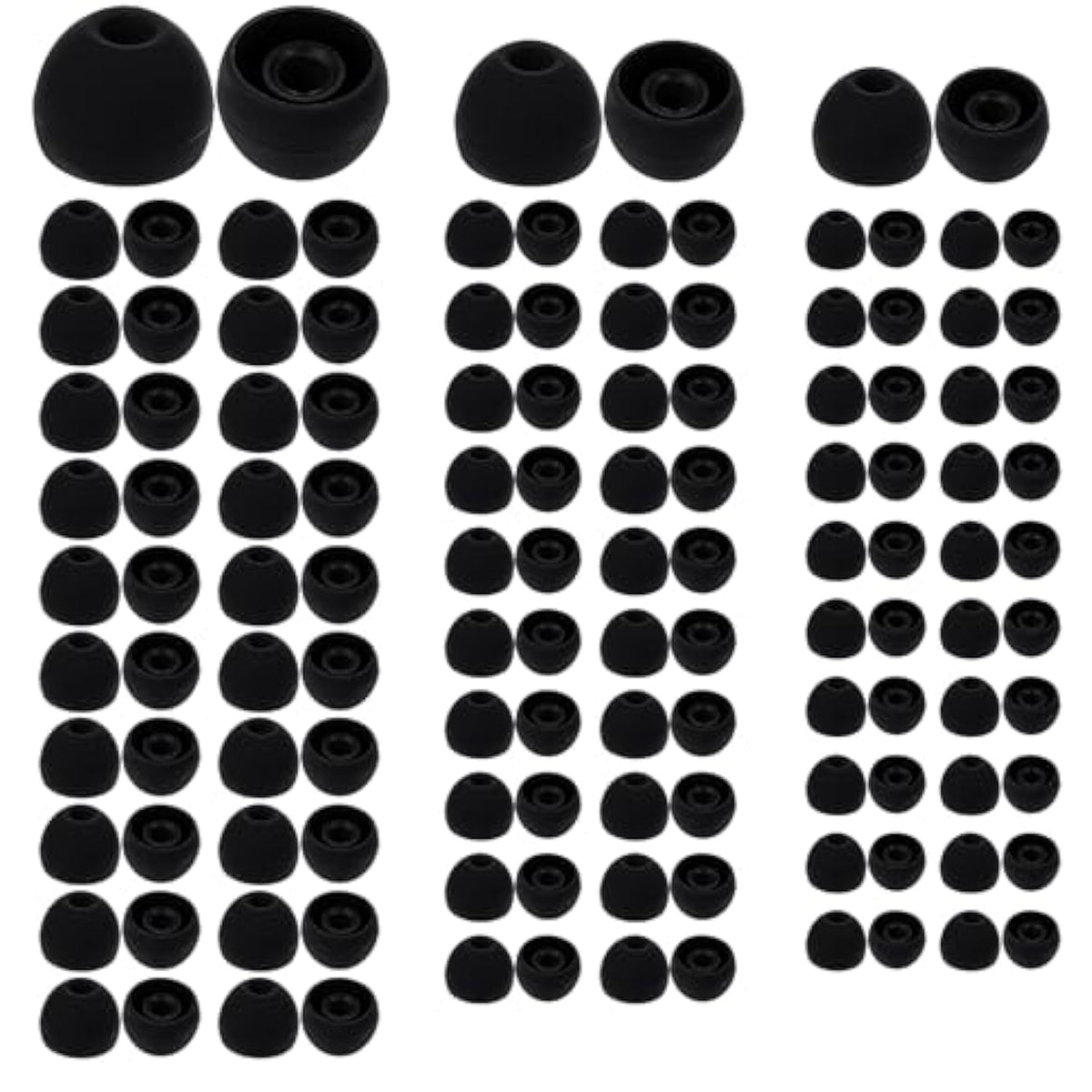 60 Pairs Ear Bud Replacement Tip S/M/L Sizes Earbud Tips Silicone Ear Bud Rubber Tips Black Soft Earbud Covers Silicone Tip
