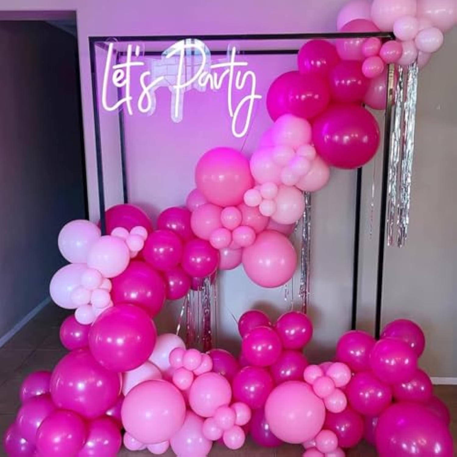 Pink Confetti White Balloons, 50Pcs 12 Inch Latex Balloons For Birthda