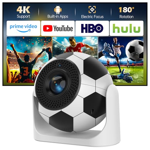 [Built-In Apps] Smart Mini Projector With Wifi And Bluetooth, Auto Focus & Keystone Portable Projector 4K Support, 180° Rotation Home Outdoor Movie Projector Compatible With Tv Stick/Phone/Laptop