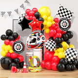 Race Car Helmet Balloons, Wheels Tire Birthday Party Supplies, Black And White Foil Checkered Balloons, Boys Bicycle Motorcycle Truck Theme Party Decorations 7 Pcs