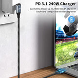 240W Usb C Cable 90 Degree, 10Ft Type C To Type C Cable, 90 Degree Usb C Cable