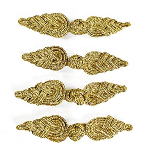 4-Sets 3-3/4" Vintage Fabric Frogs Closure, Chinese Frog Closure, Brai