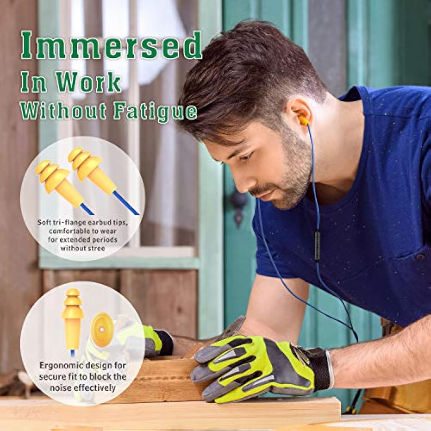 Work Earbuds Headphones,Safety Industrial Ear Plugs Headphones With Mic And Volume Control- Noise Reduction Earphones For Work Construction