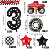 Truck Party Decorations - 9Pcs Birthday Number Foil Balloon For 3Rd Birthday Race Car Theme Party Supplies