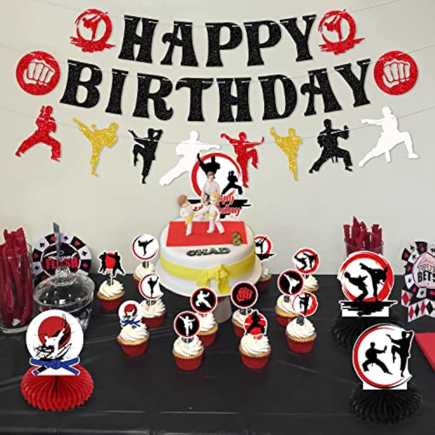 Karate Sports Party Supplies - Taekwondo Birthday Banners, Cake Toppers, Table Centerpieces, Balloons For Boy Girl Party