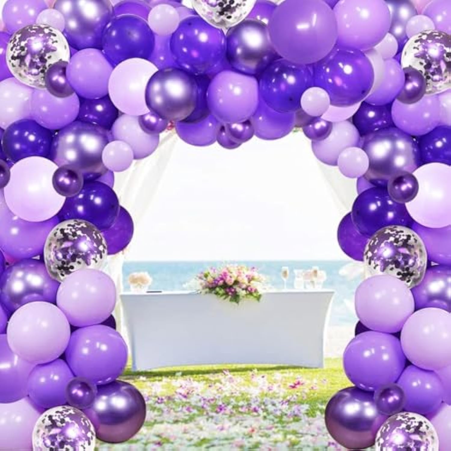 Purple Shades Balloons Garland Arch Kit-116Pcs 5"/10"/ 12" Dark Pastel Light Metallic Confetti Purple Balloons Arch Set For Wedding Birthday Baby Shower Graduation Party Decorations
