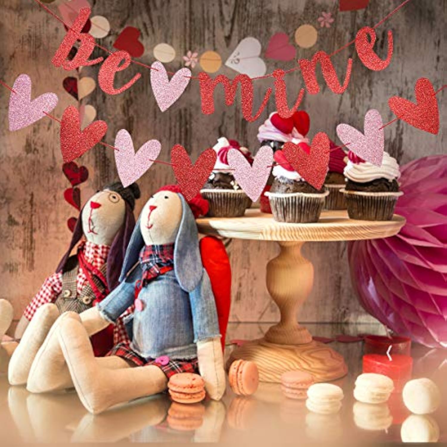 Red Glitter Be Mine Banner And Red Pink Valentines Heart Banner Valent