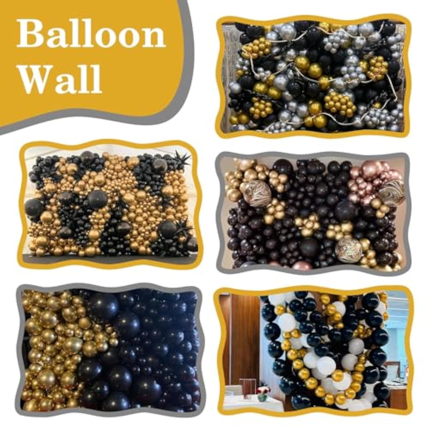 Black Gold Link Balloons 60pcs Metallic Latex for Party Decorations