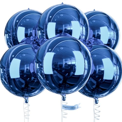 Navy Blue Large Round Giant 4D Jumbo Foil Balloons 6pcs 22 Inch