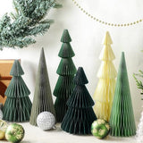 6 Pcs Green Honeycomb Paper Christmas Trees Centerpiece