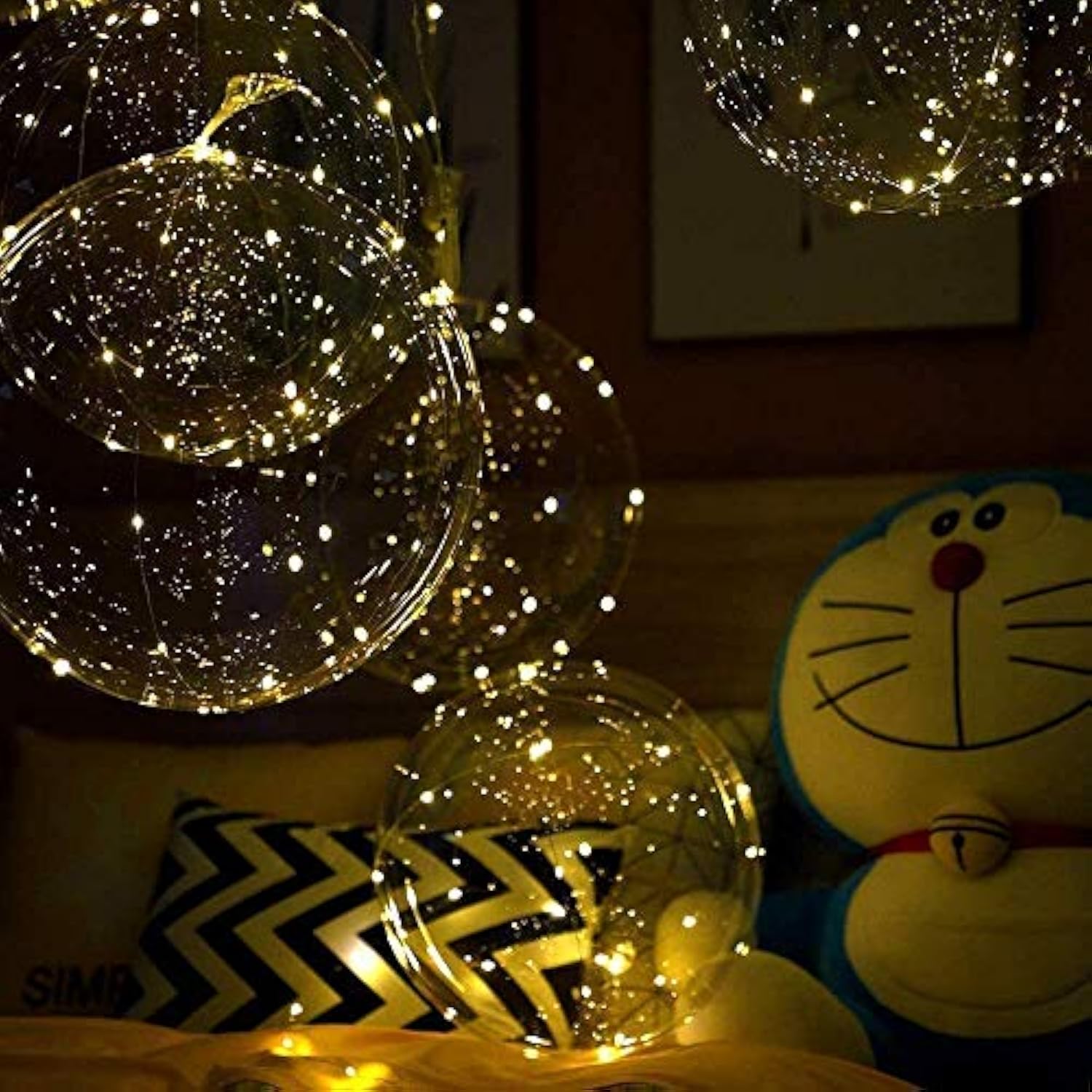 Party Led Balloons, 18 Packs Light Up Balloon Battery Included 3 Meters String Lights Inflated Size 22 Inches Clear Balloon, For Birthday Party Wedding Decorations (Warm White)