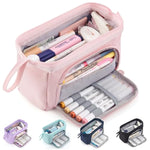 Pencil Case Large Capacity Pencil Pouch Handheld Pen Bag Cosmetic Gift For Office School Teen Girl Boy Men Women Adult (Pink)