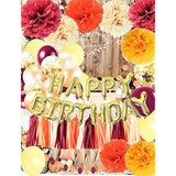 Fall Birthday Decorations Wine Burgundy Gold Champagne Orange /Happy B