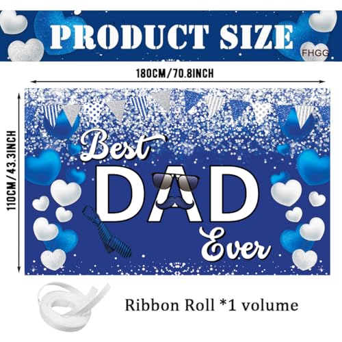 Happy Father's Day Banner Decoration Backdrop Best DAD Ever Blue