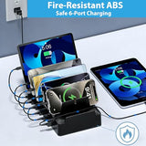 Charging Station for Multiple Devices, 6 Port USB Desktop Charger Dock Compatible with iPad, , Android, Tablet, Family Multi Phone Charging